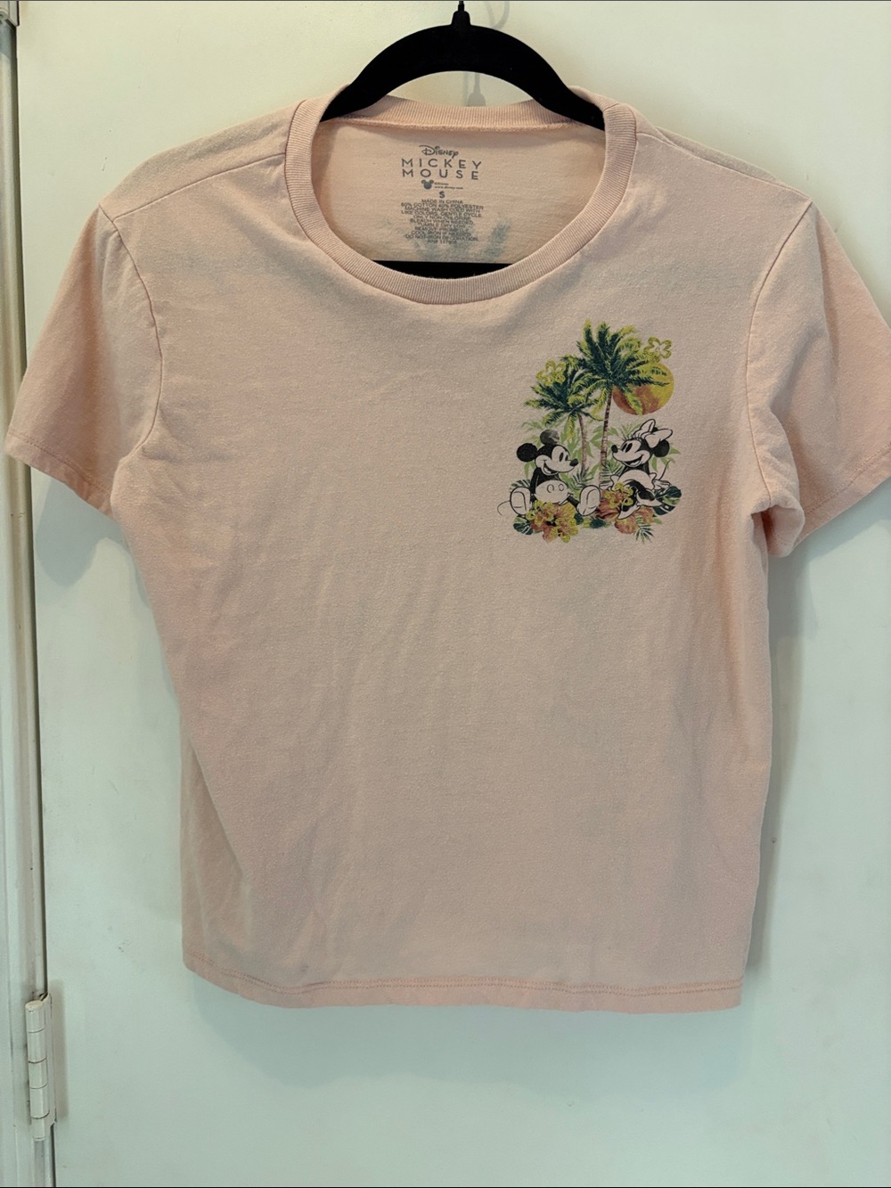 Disney Light Pink Mickey & Minnie Tropical Pocket Graphic Tee